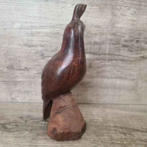 Pair (2) Solid Wood Quail Carving Ironwood Bird Figure Statue Sculpture 8.5 " - Picture 3 of 15